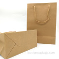 Bolsa de papel reciclable Kraft personalizada para compras con asa